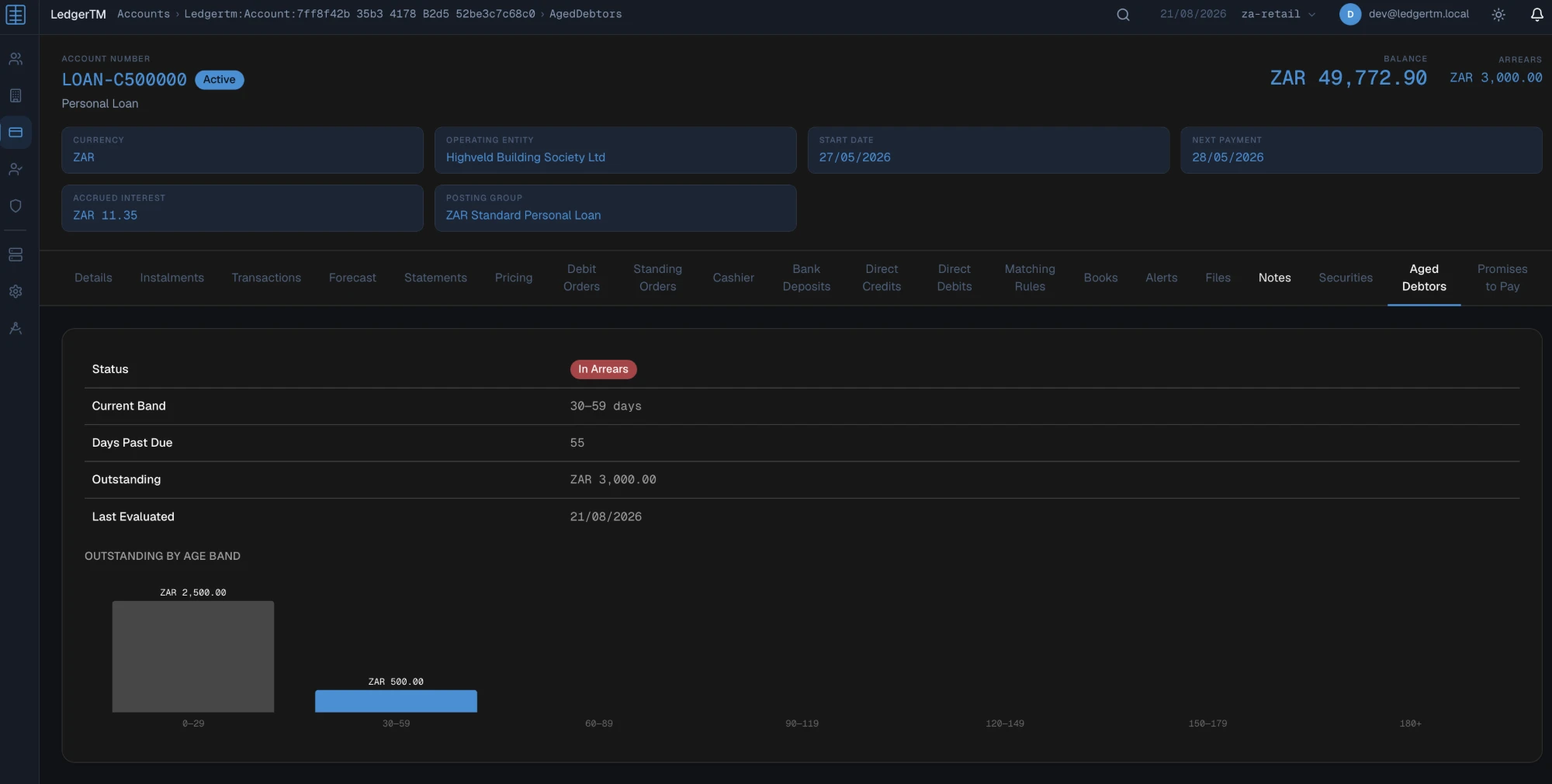 LedgerTM aged debtors and collections