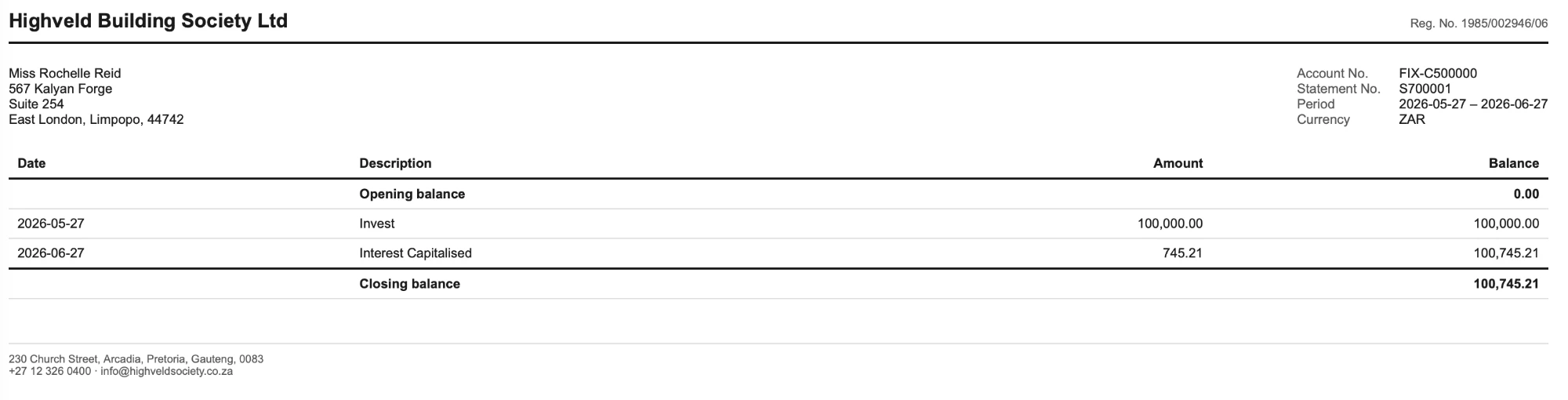 LedgerTM account statements